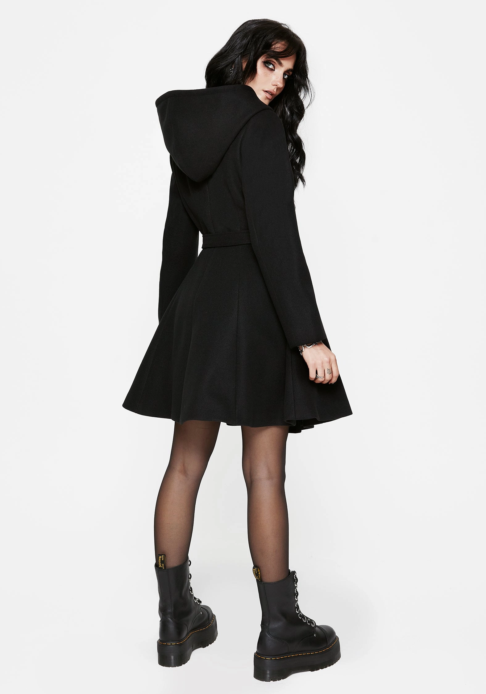 Sustainable Packaging Camilla Tie Waist Hooded Coat With Bug Brooch