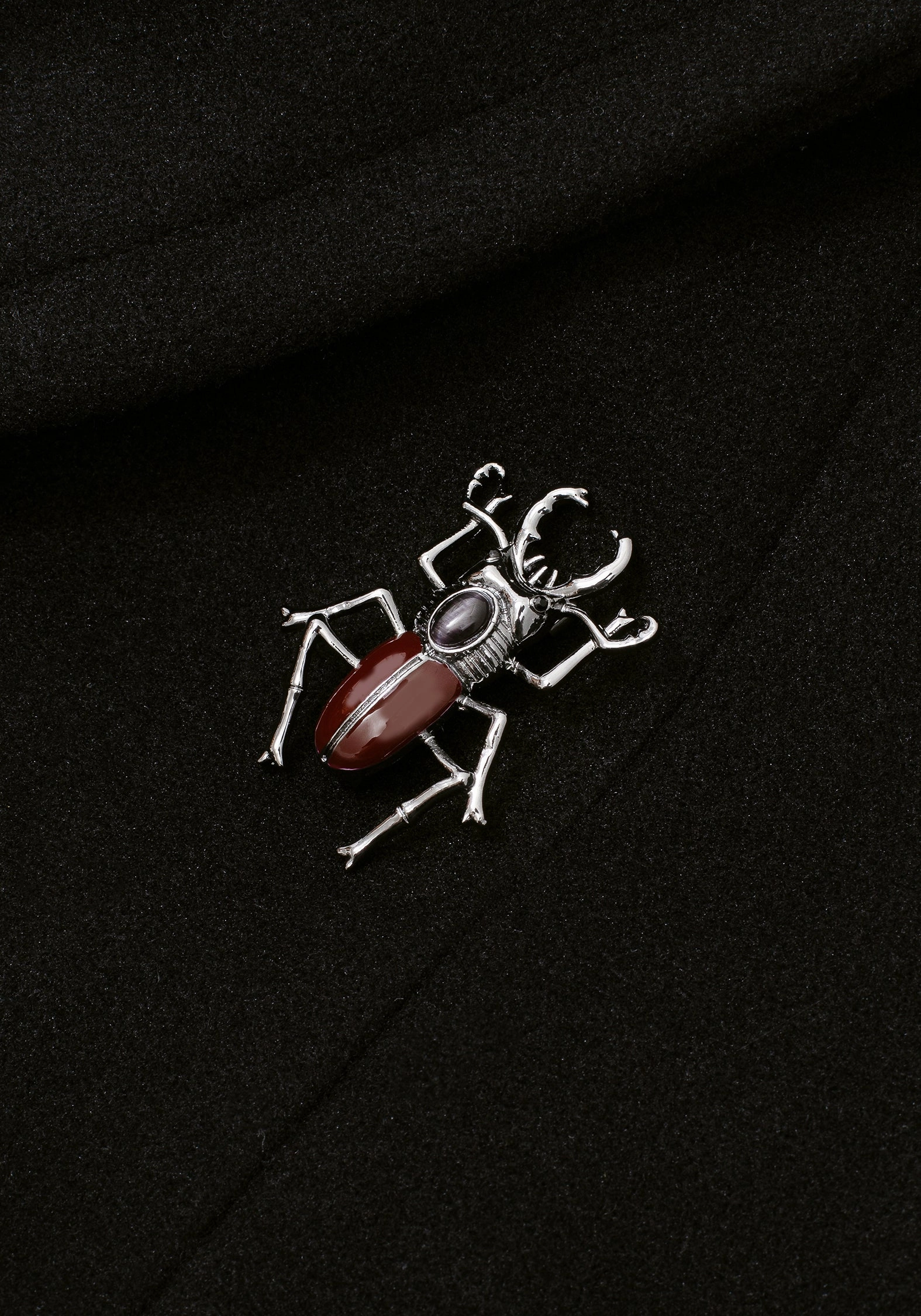 SoftInnerLayer Stretch Weave Fabric Camilla Tie Waist Hooded Coat With Bug Brooch