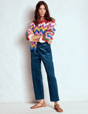 Pimlico Cord Trousers-Indigo Blue Flexible Fabric RecycledPolyester