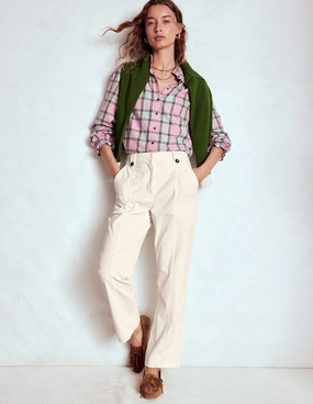 Pimlico Cord Trousers-Ivory Comfort Waist Trendy Look