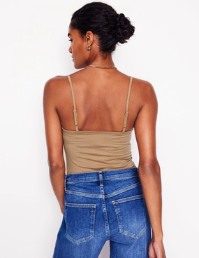 Plain Cami Top-Medium Beige TexturedSurface