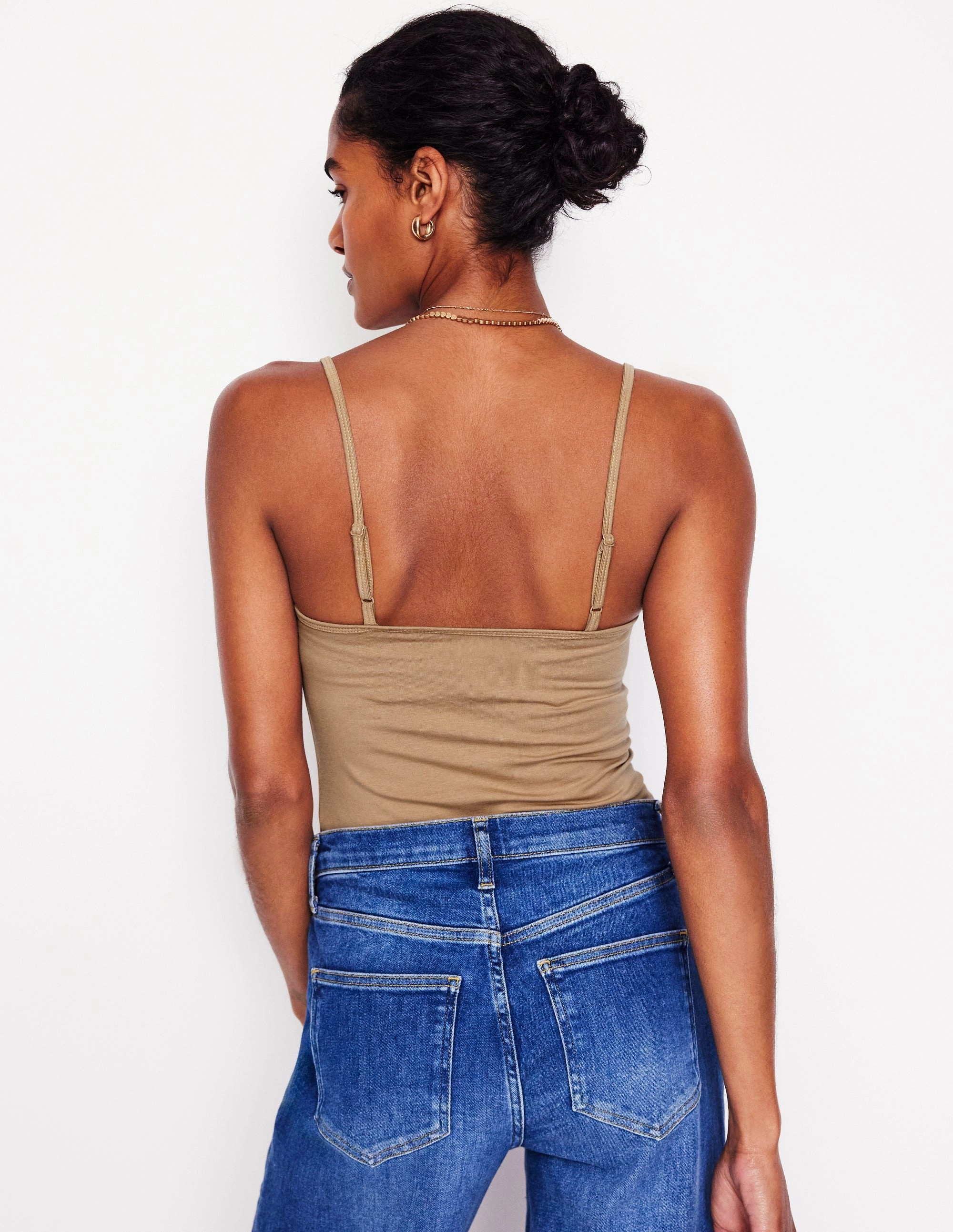 Plain Cami Top-Medium Beige TexturedSurface