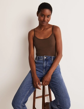 Rolled Hem Detailing Classic Tank Plain Cami Top-Navy