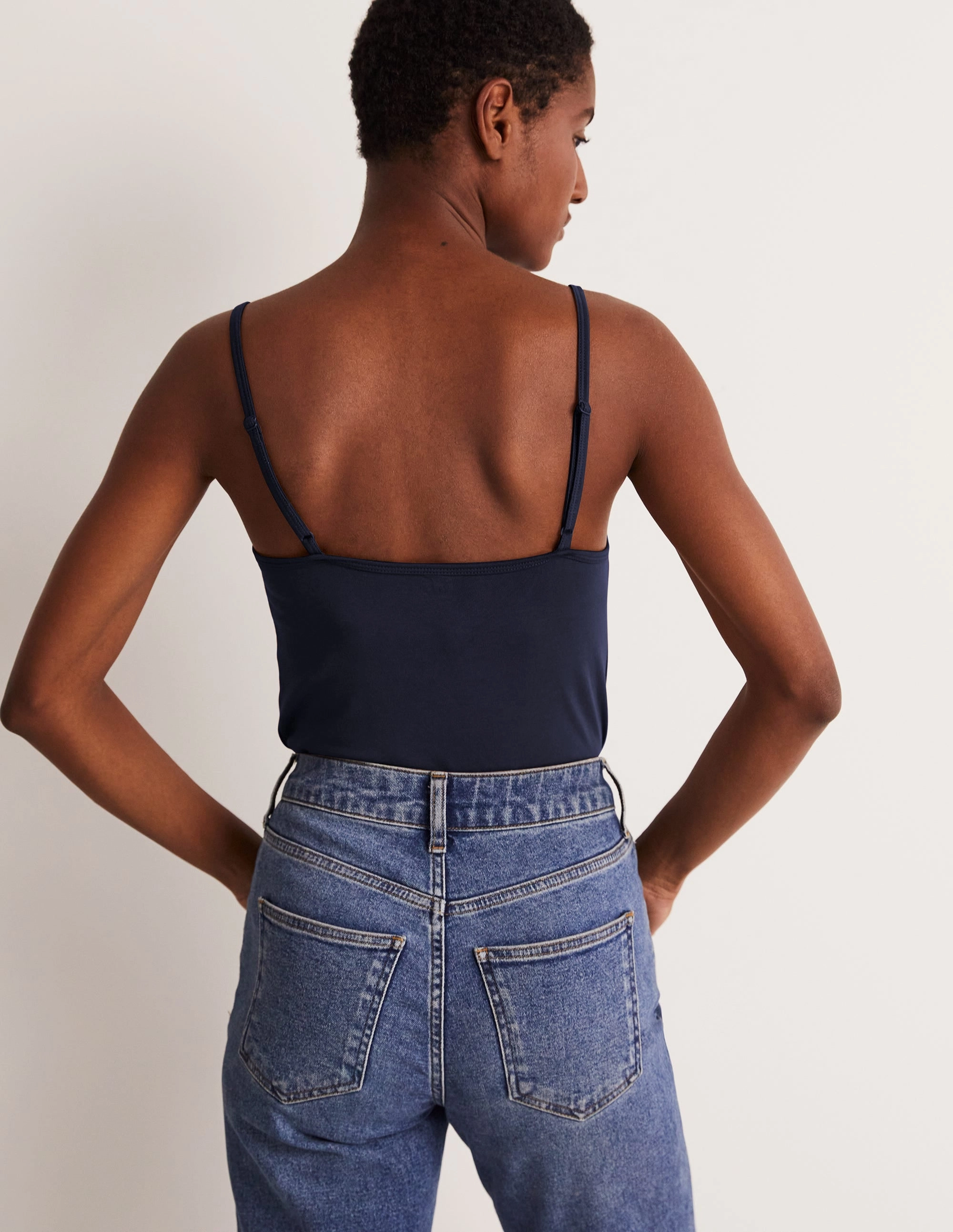 BreathableMeshPanels Plain Cami Top-Navy