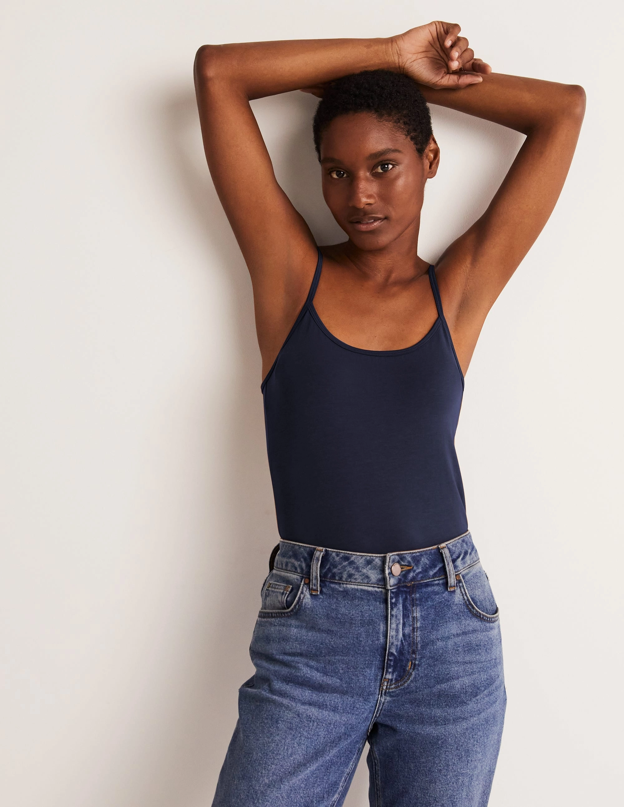 NoiseReduciting Zipper Plain Cami Top-Navy