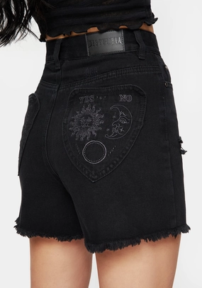 Planchette Embroidered Distressed Denim Shorts Flexible Comfort Wear