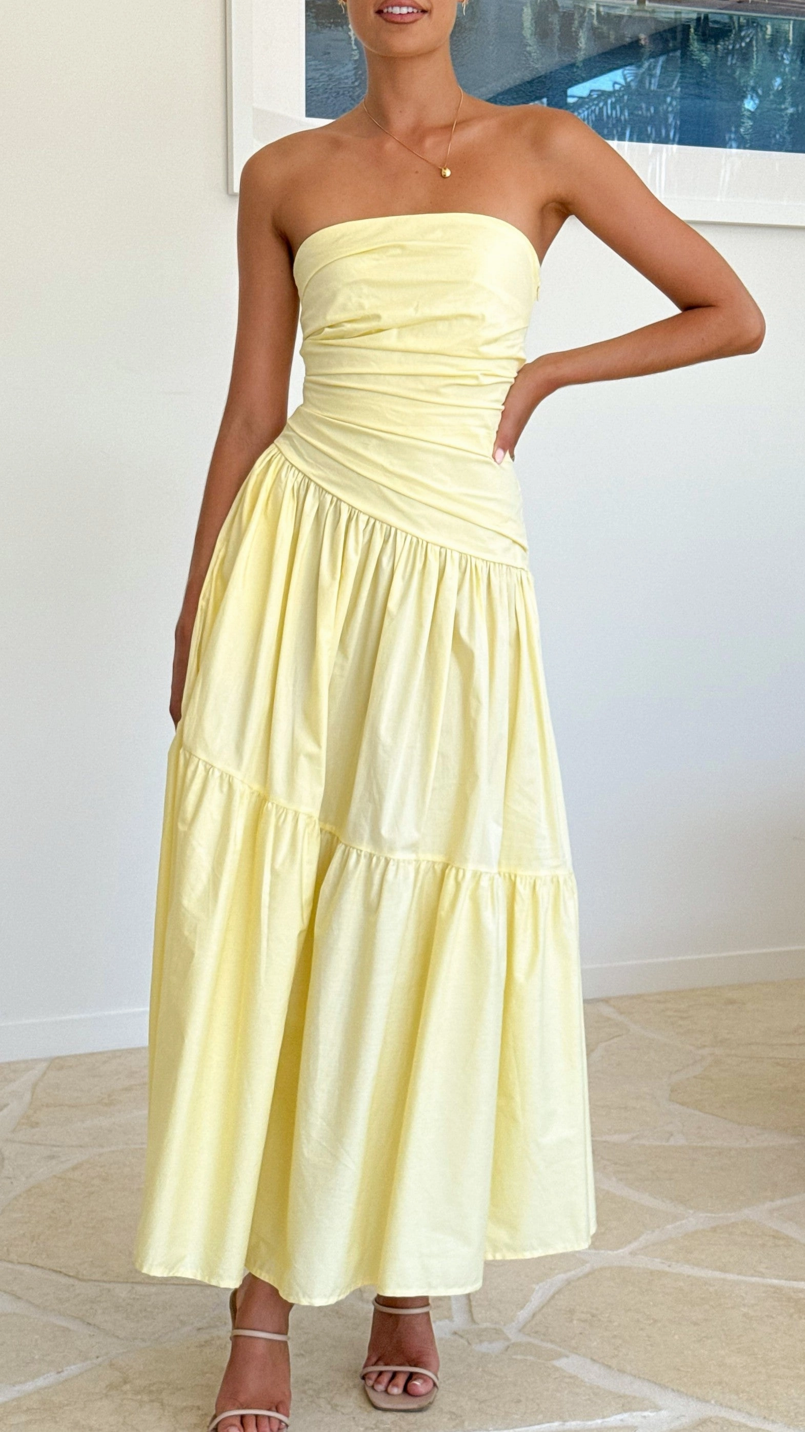 Lola Maxi Dress - Yellow Light Coral