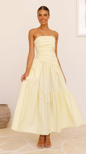 Lola Maxi Dress - Yellow Chic Tailoring Statement Look