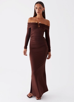 Smooth Tone Rudy Long Sleeve Maxi Dress - Chocolate