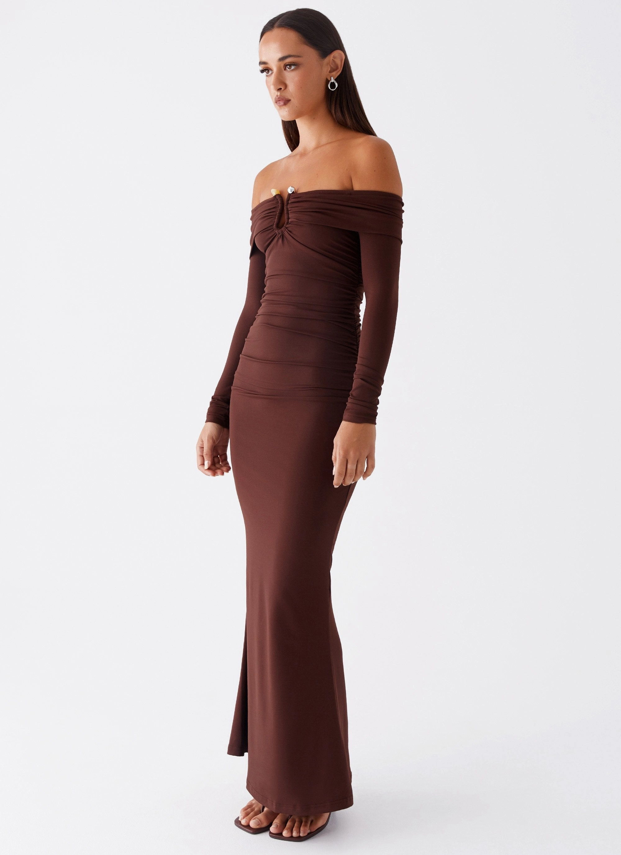 Timeless Trend Rudy Long Sleeve Maxi Dress - Chocolate