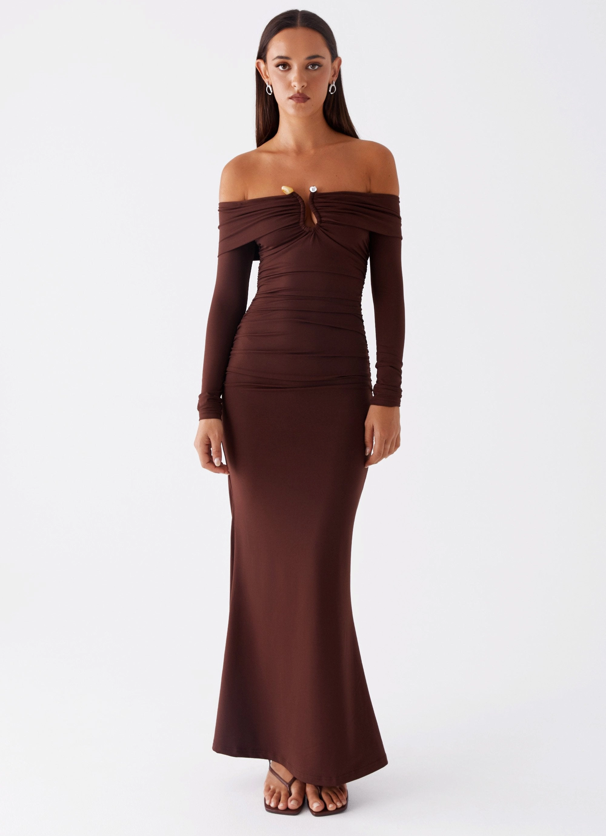 Rudy Long Sleeve Maxi Dress - Chocolate Elegant Look