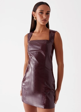 Slit Detail Outfit Core Samantha Mini Dress - Deep Red