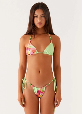 Oceanic Theme Rach Bikini Bottoms - Green Tropical