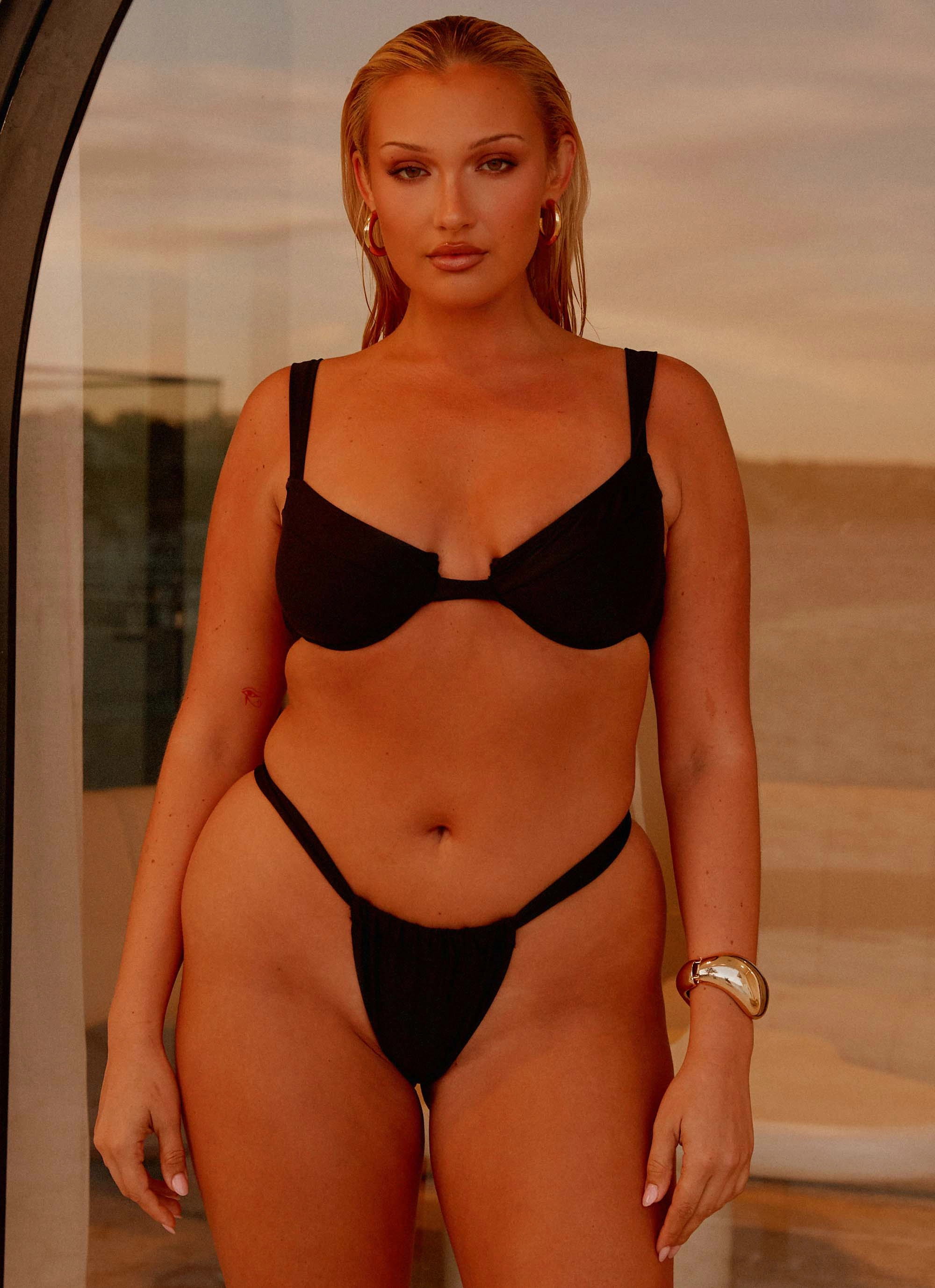 Airlie Scrunch Bikini Bottoms - Black Casual Day Out Racerback Support