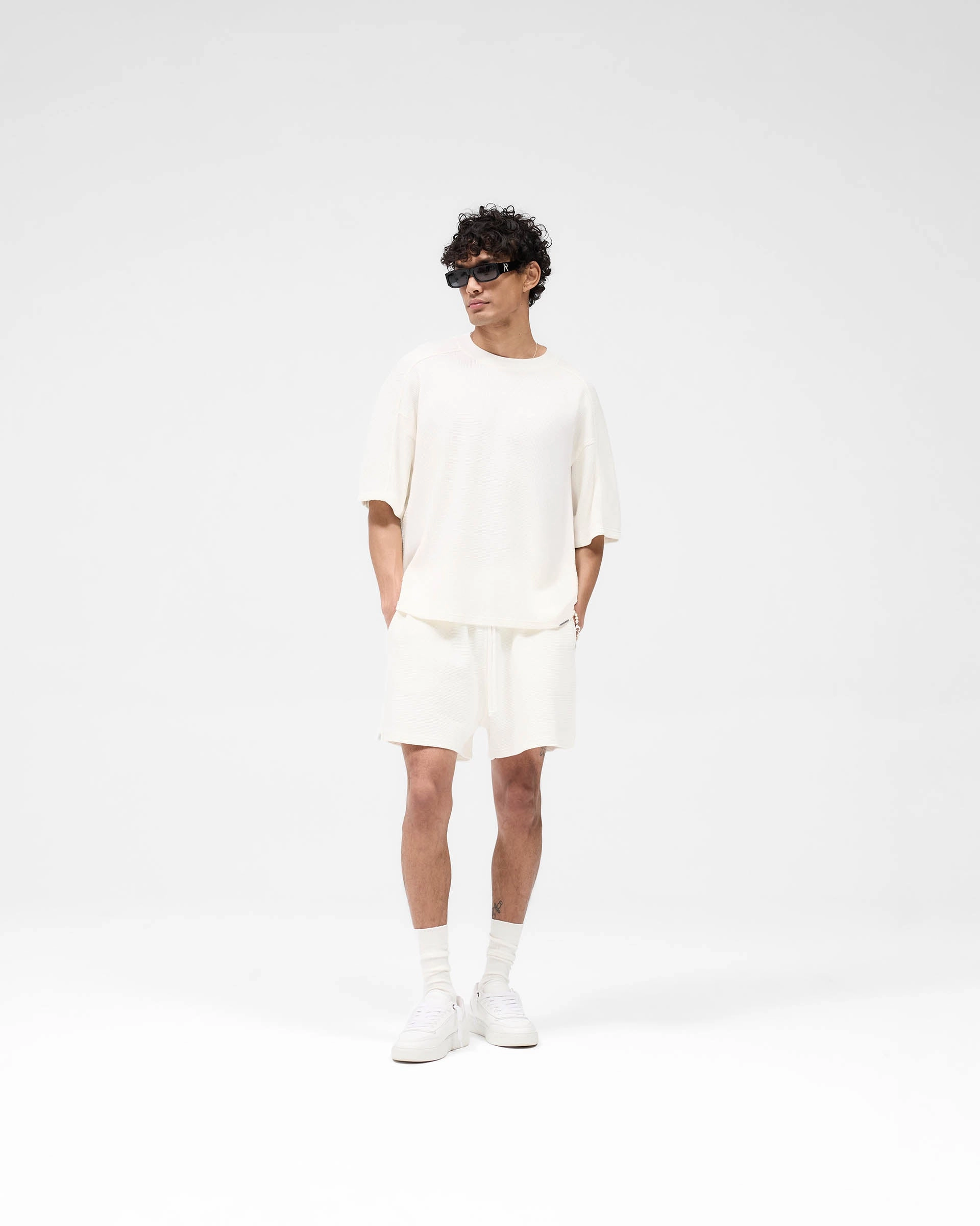 Waffle Shorts - White Warm Day Outfit Warm Weather Wear