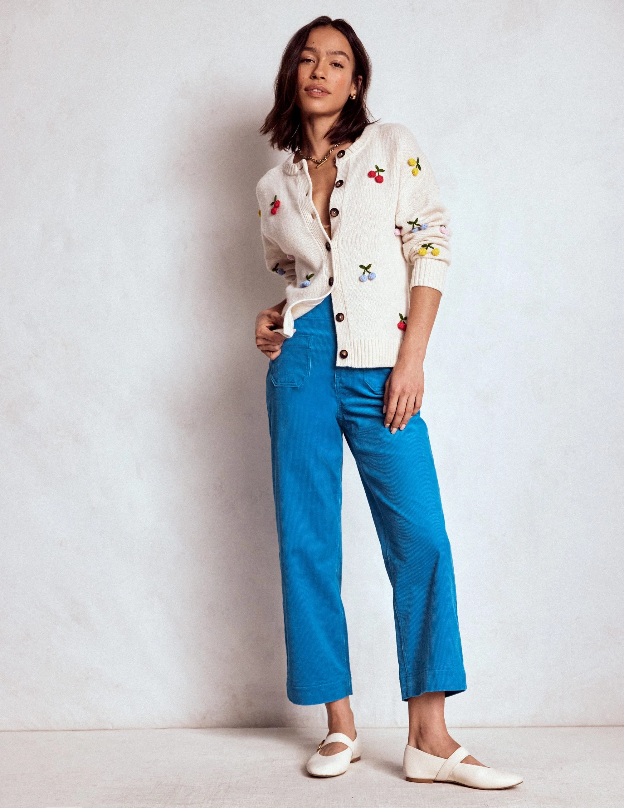 Breathable Motion Primrose Cord Trousers-Bright Blue