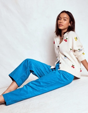 Primrose Cord Trousers-Bright Blue Sporty Chic
