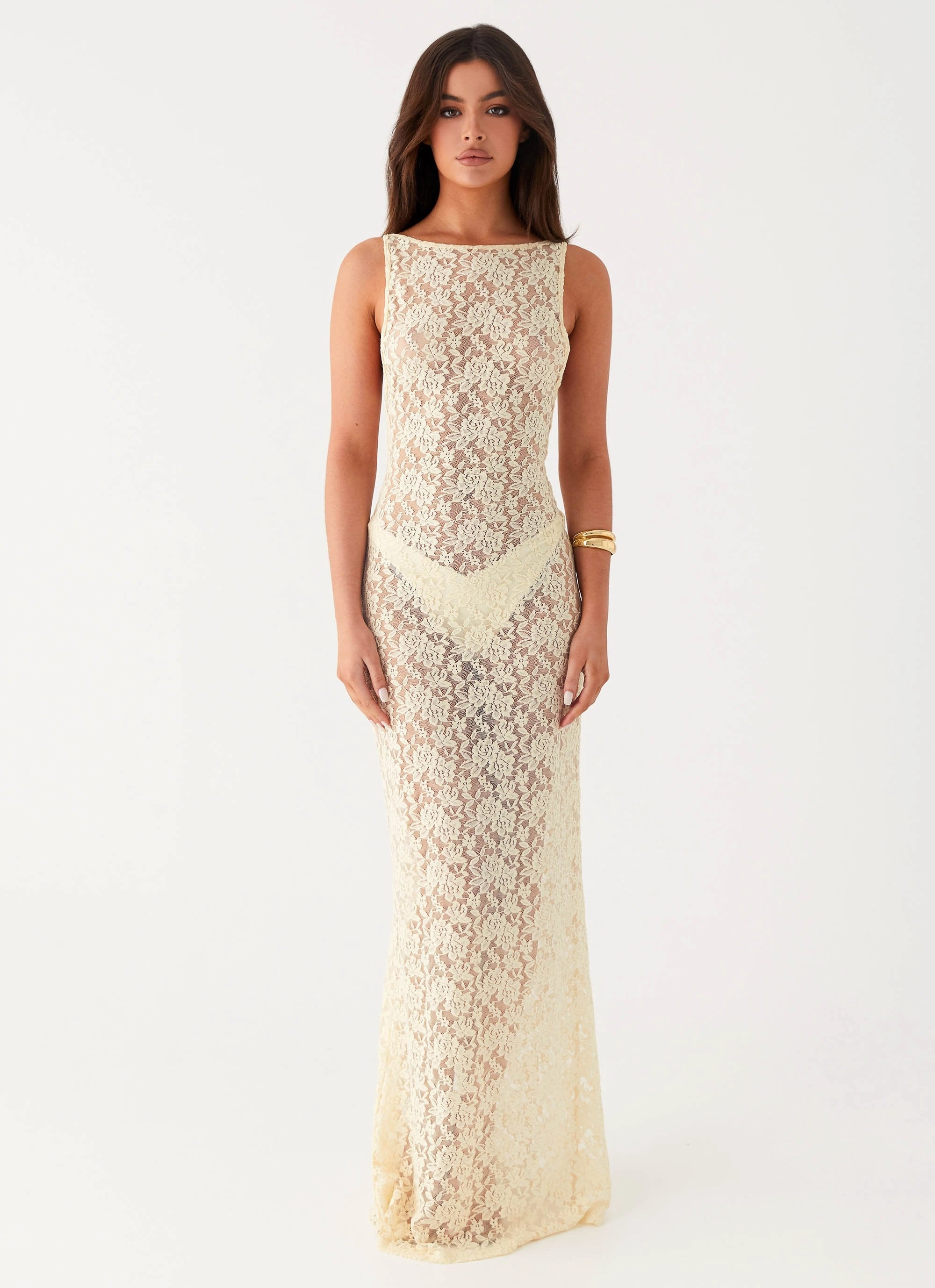 DeepPocketStyle Soft And Comfortable Promised Land Lace Maxi Dress - Ivory