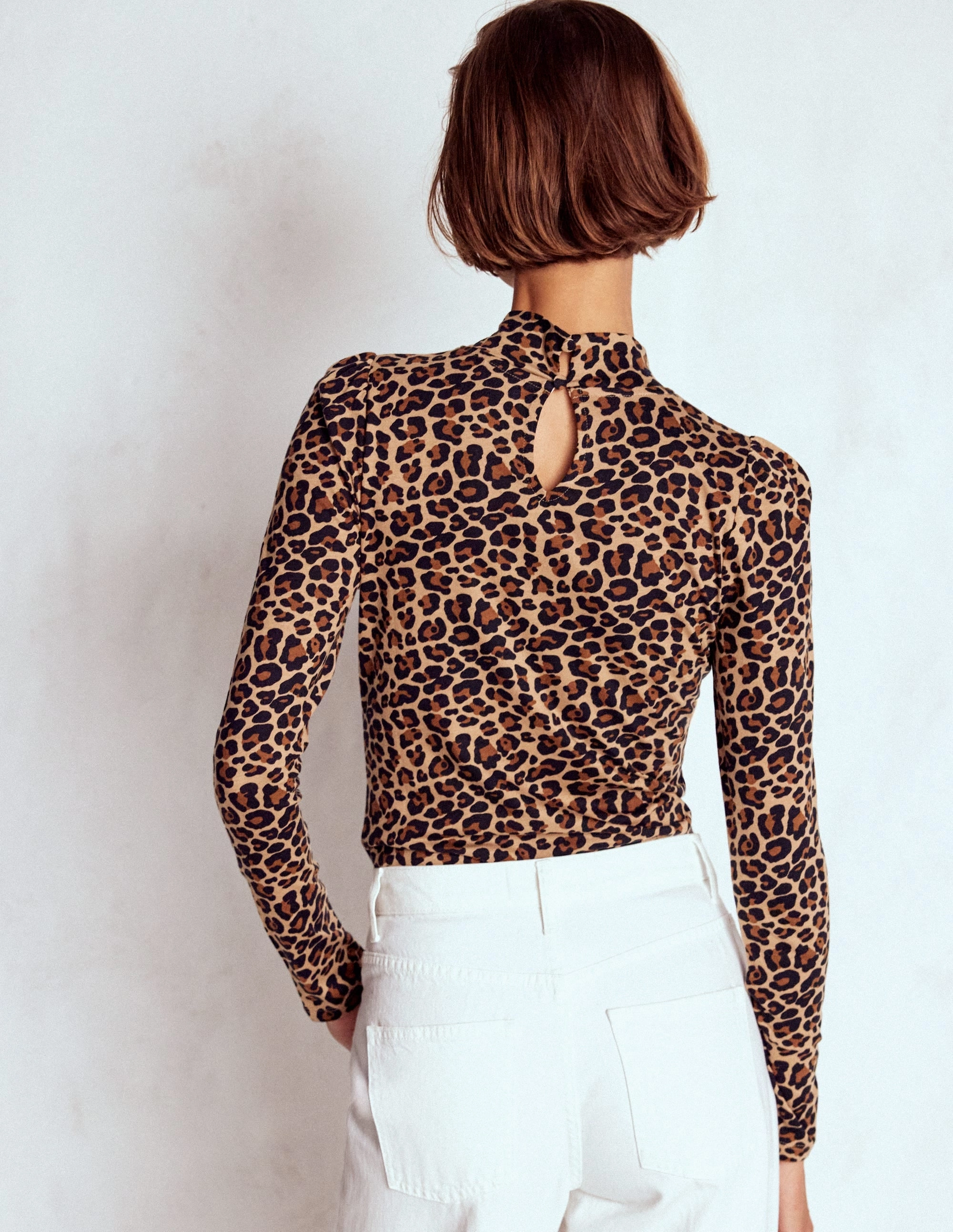 Puff Shoulder Jersey Top-Multi, Cheetah Pop Cozy Layer