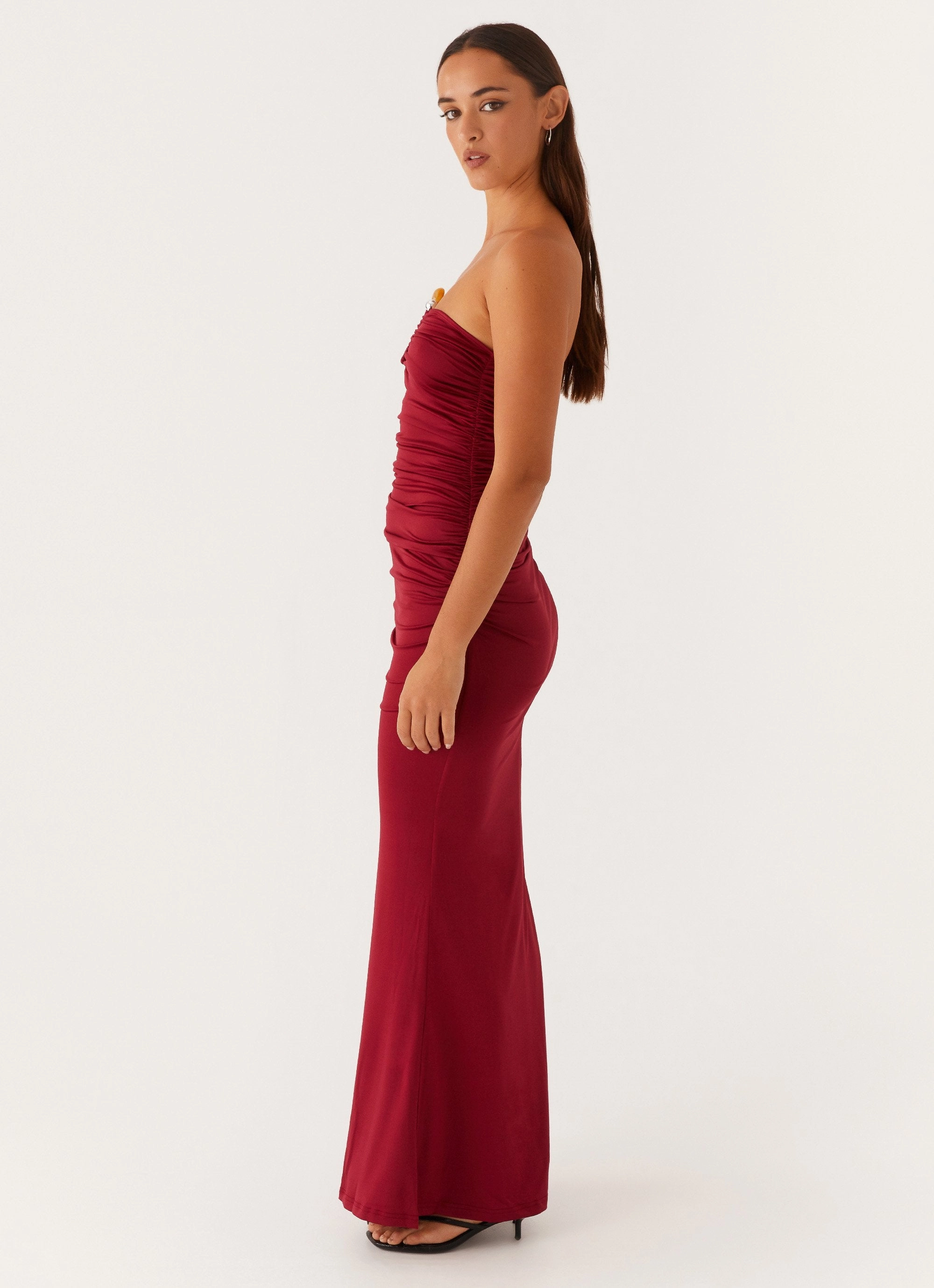 Convertible-Style Retro Vibes Rudy Maxi Dress - Maroon
