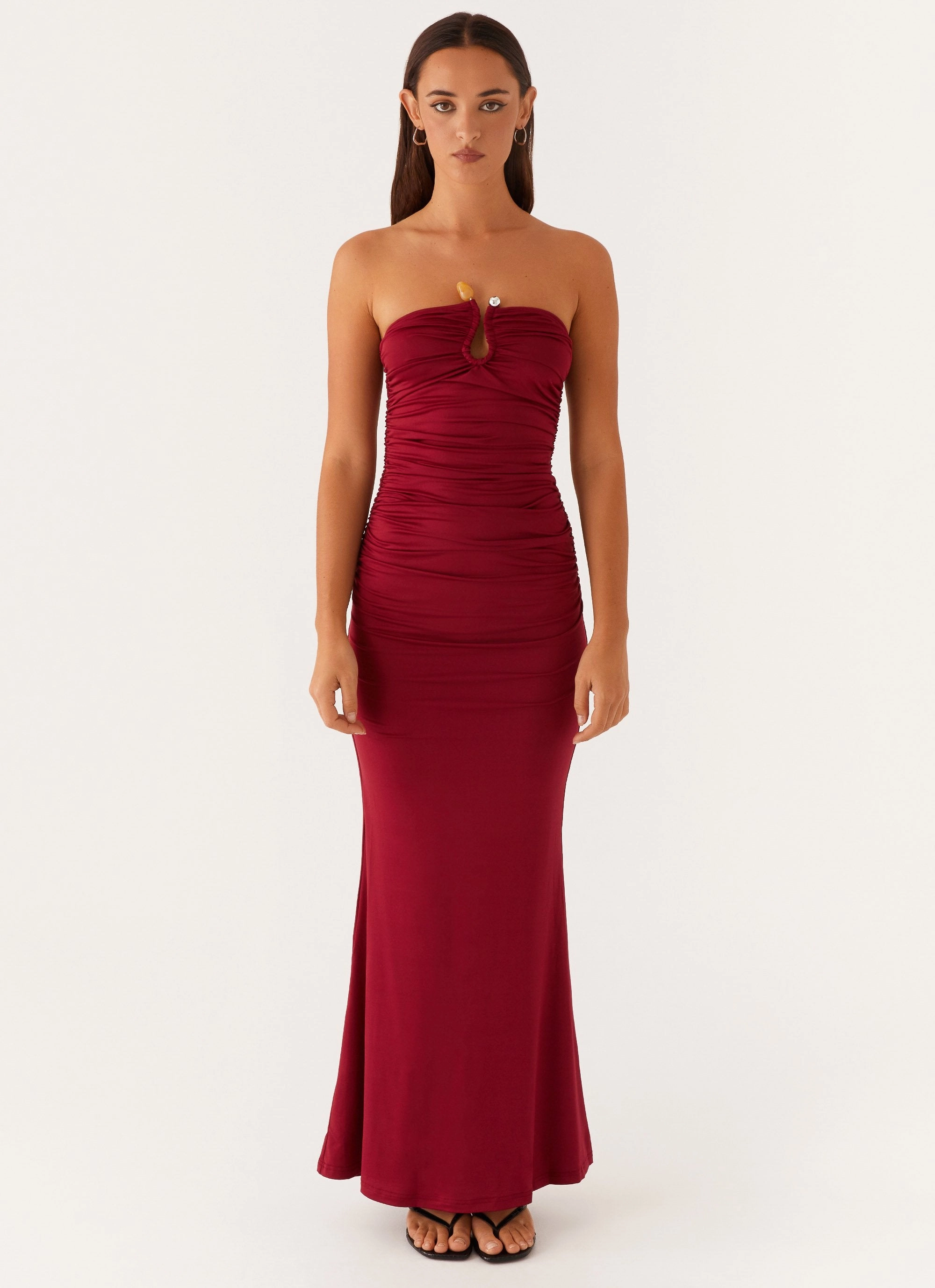 Lace Accent Fresh Tones Rudy Maxi Dress - Maroon