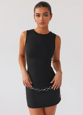 Cosmic Chic Mini Dress - Black Polished Tailoring Shape Retention