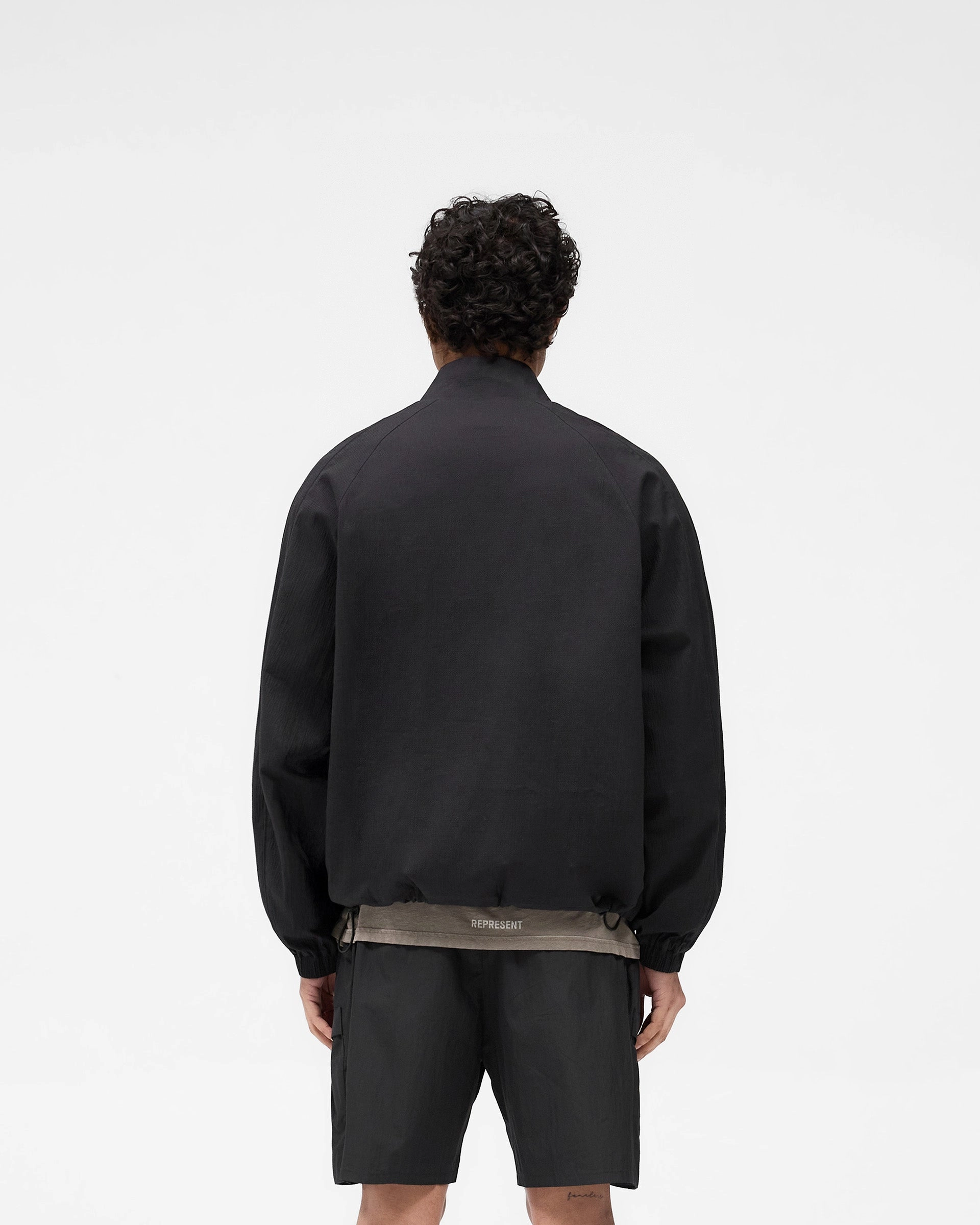 Tagless Neckline Design Quarter Zip Jacket - Black