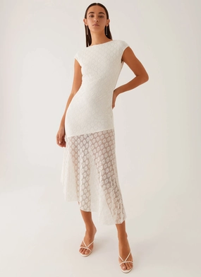 Sleeveless Cut Everyday-Use Arielle Open Back Midi Dress - White