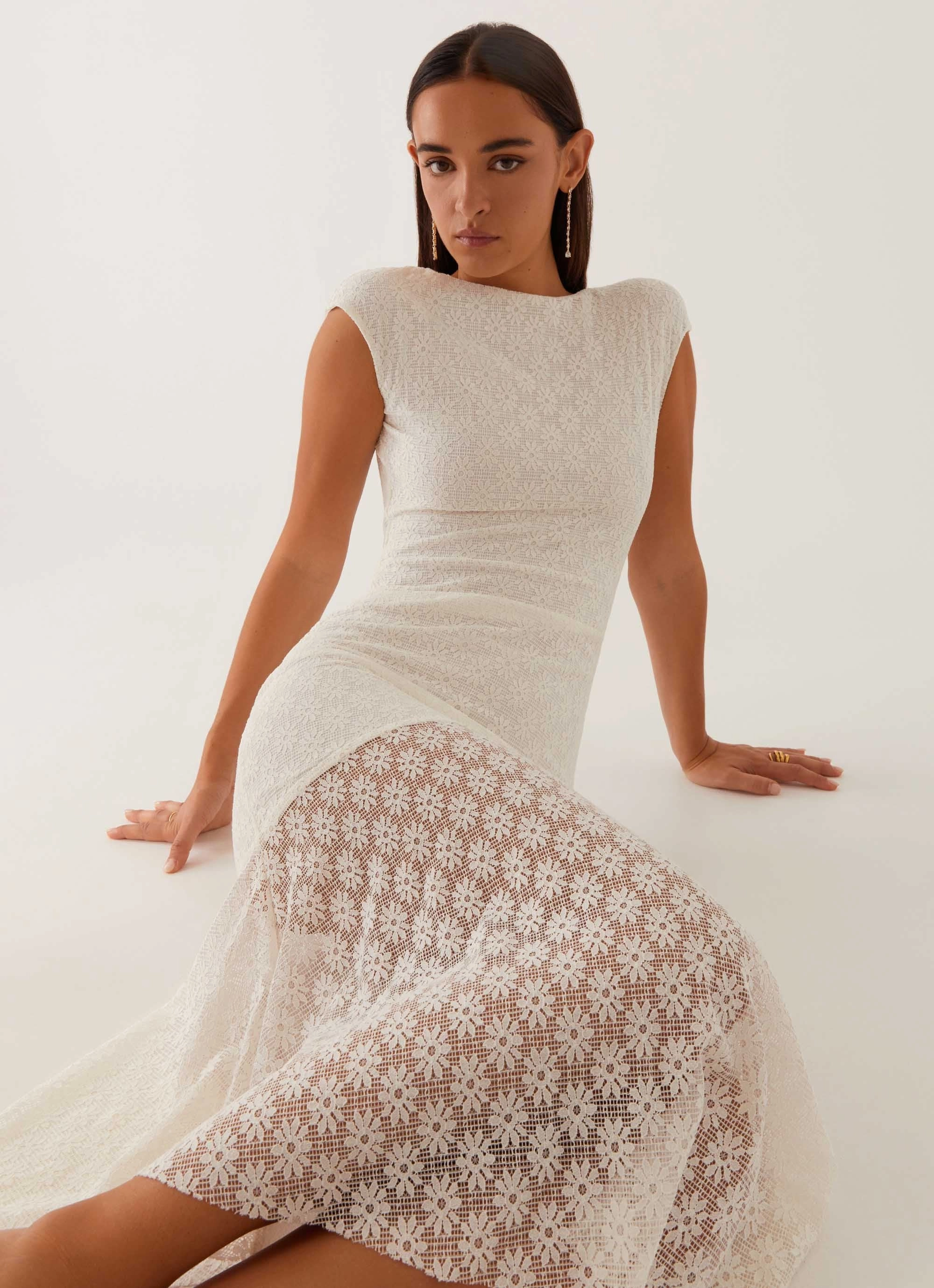 Minimal Core Removable-Straps Arielle Open Back Midi Dress - White