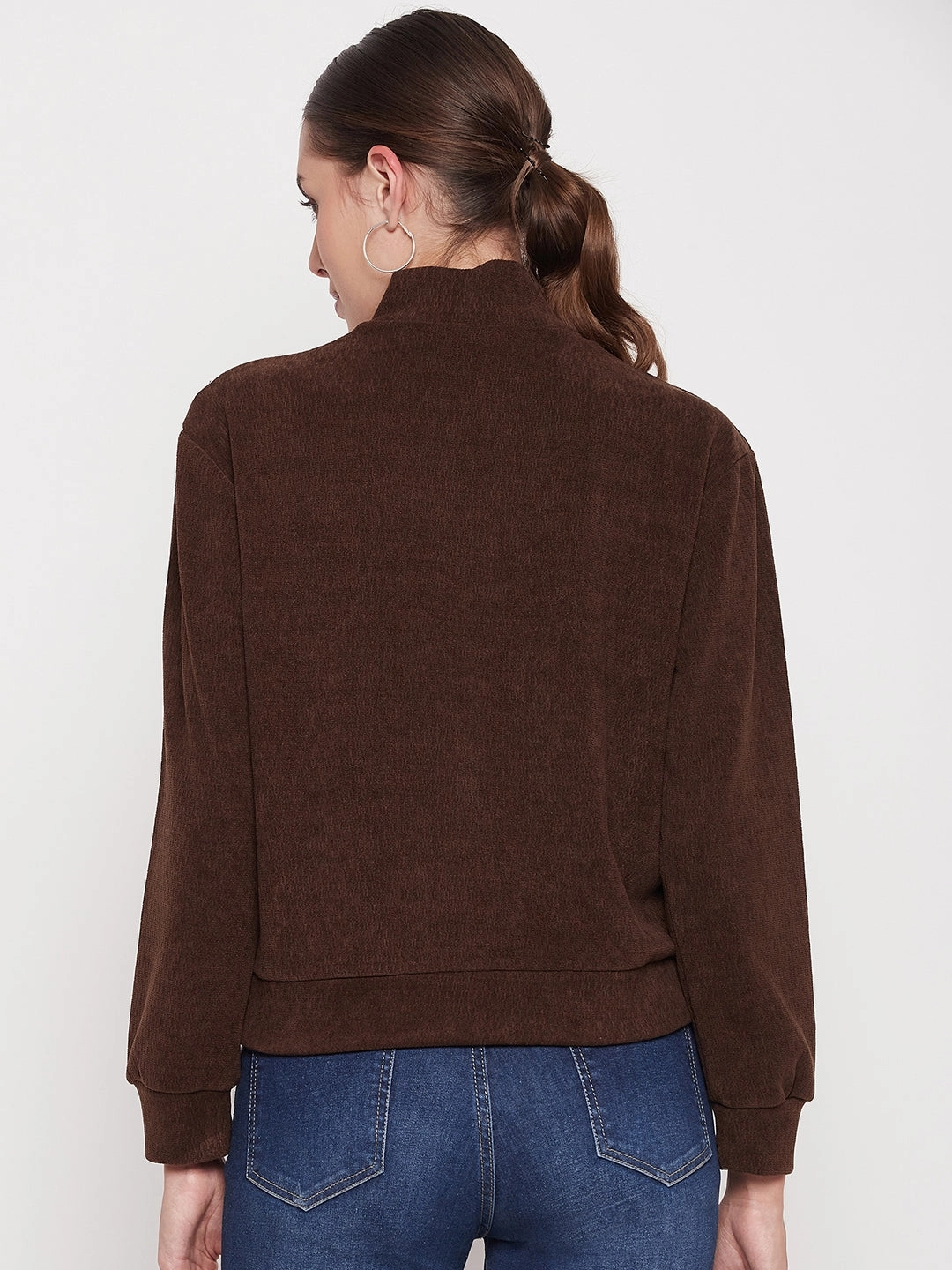 Madame Brown Keyhole Neck Sweater non hooded