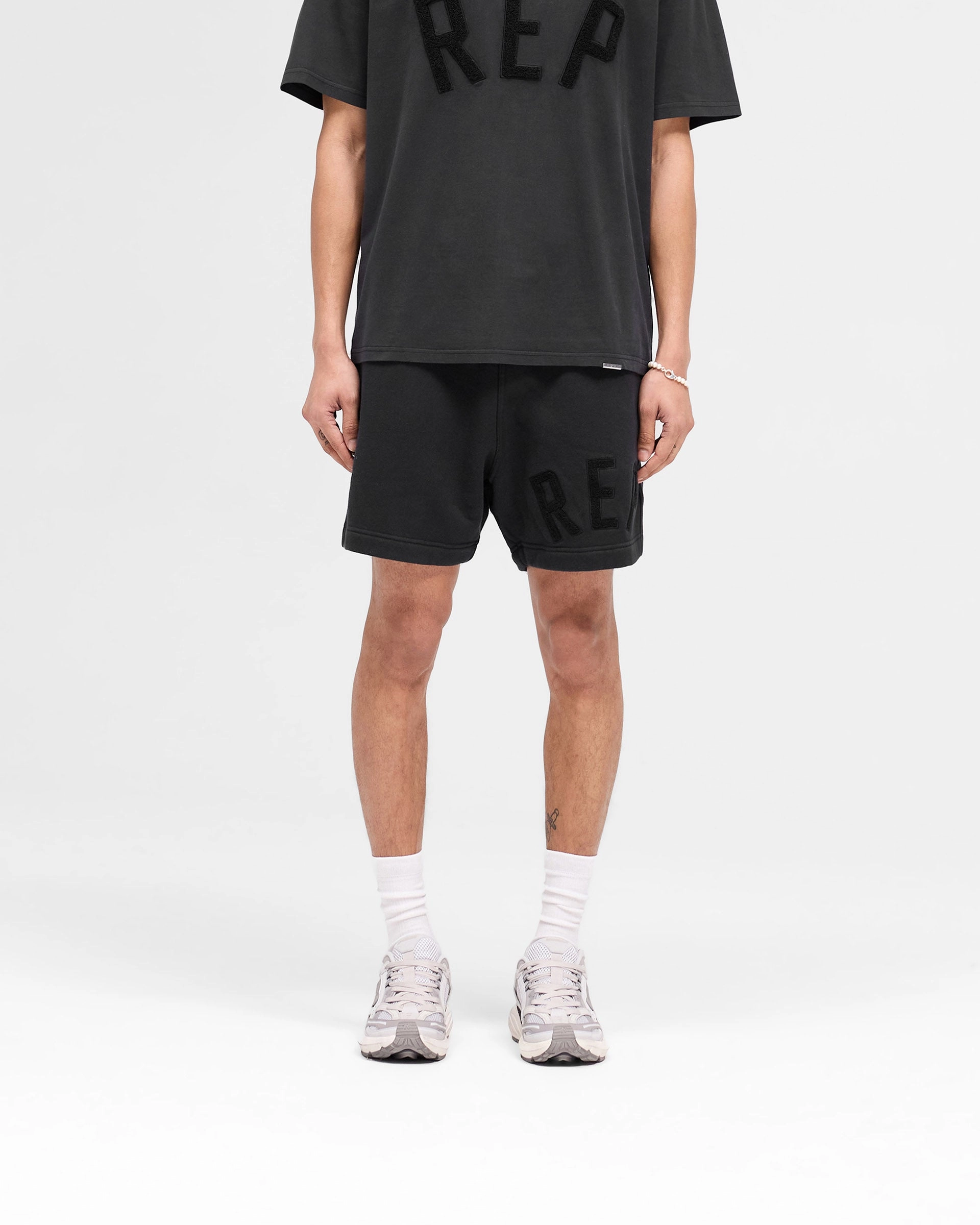 Rep Applique Shorts - Off Black Hot Weather Summer Fun
