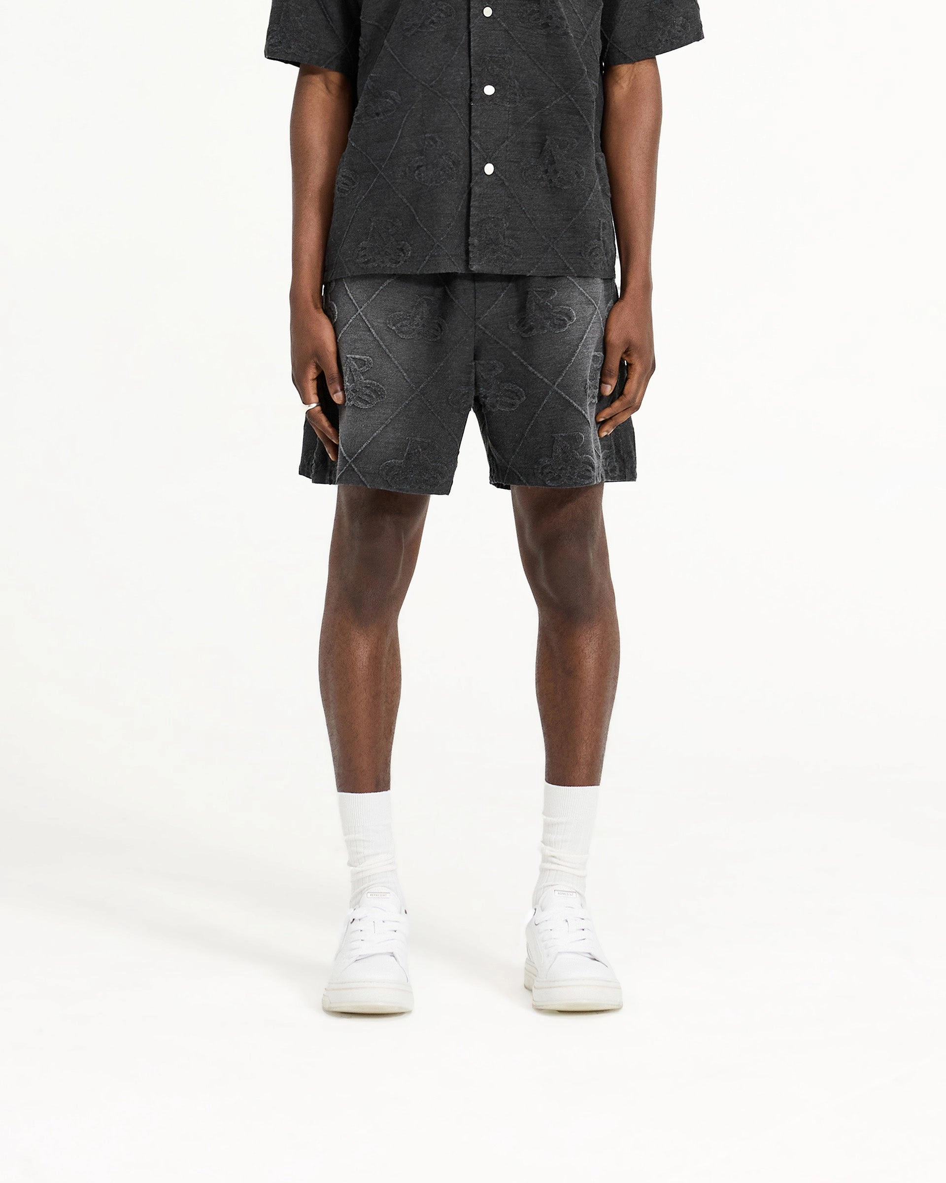 Towelling Short - Jet Black Athletic Fit Playful Prints