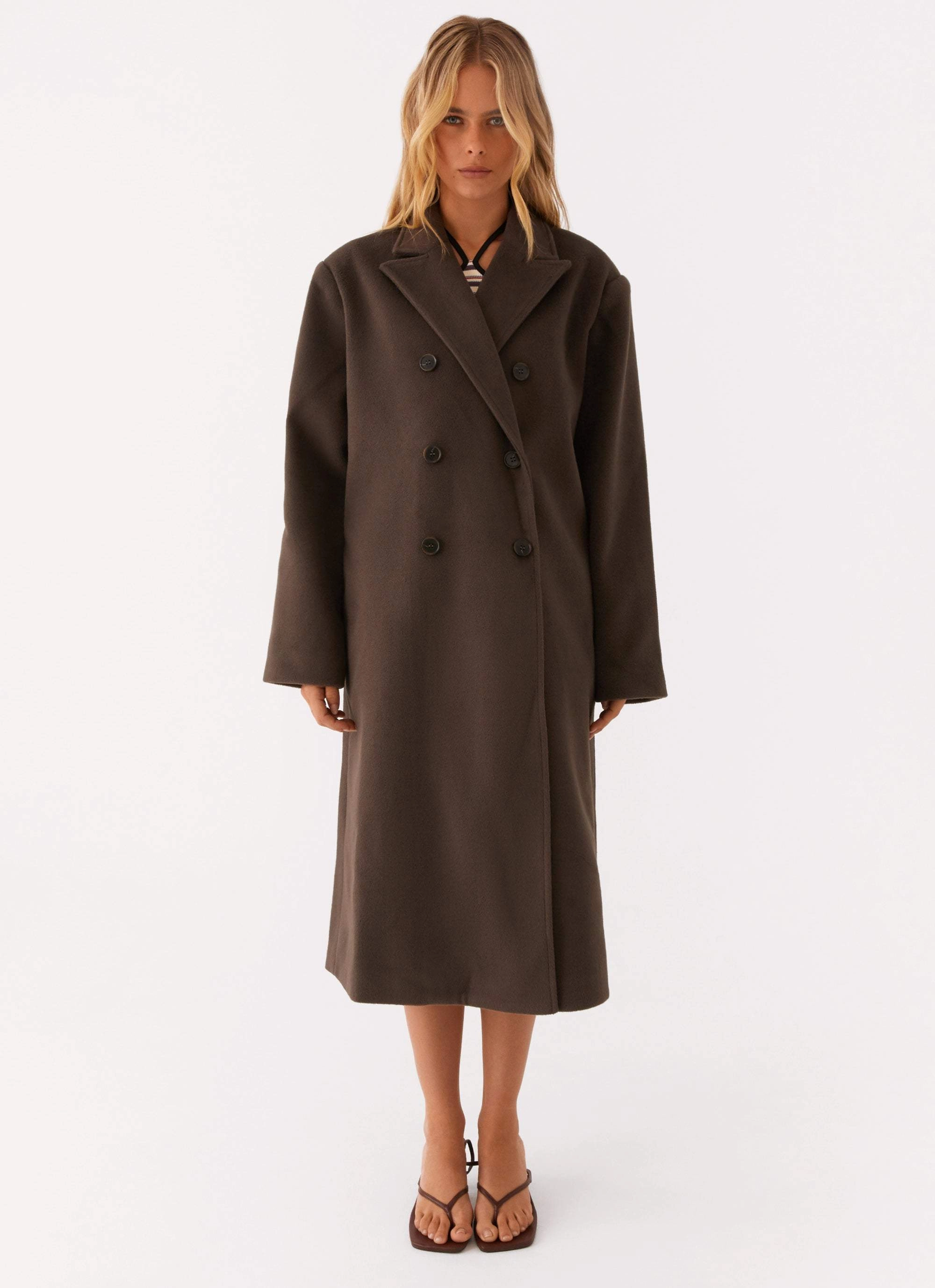 Gianni Double Breast Coat - Chocolate Sleek Layers