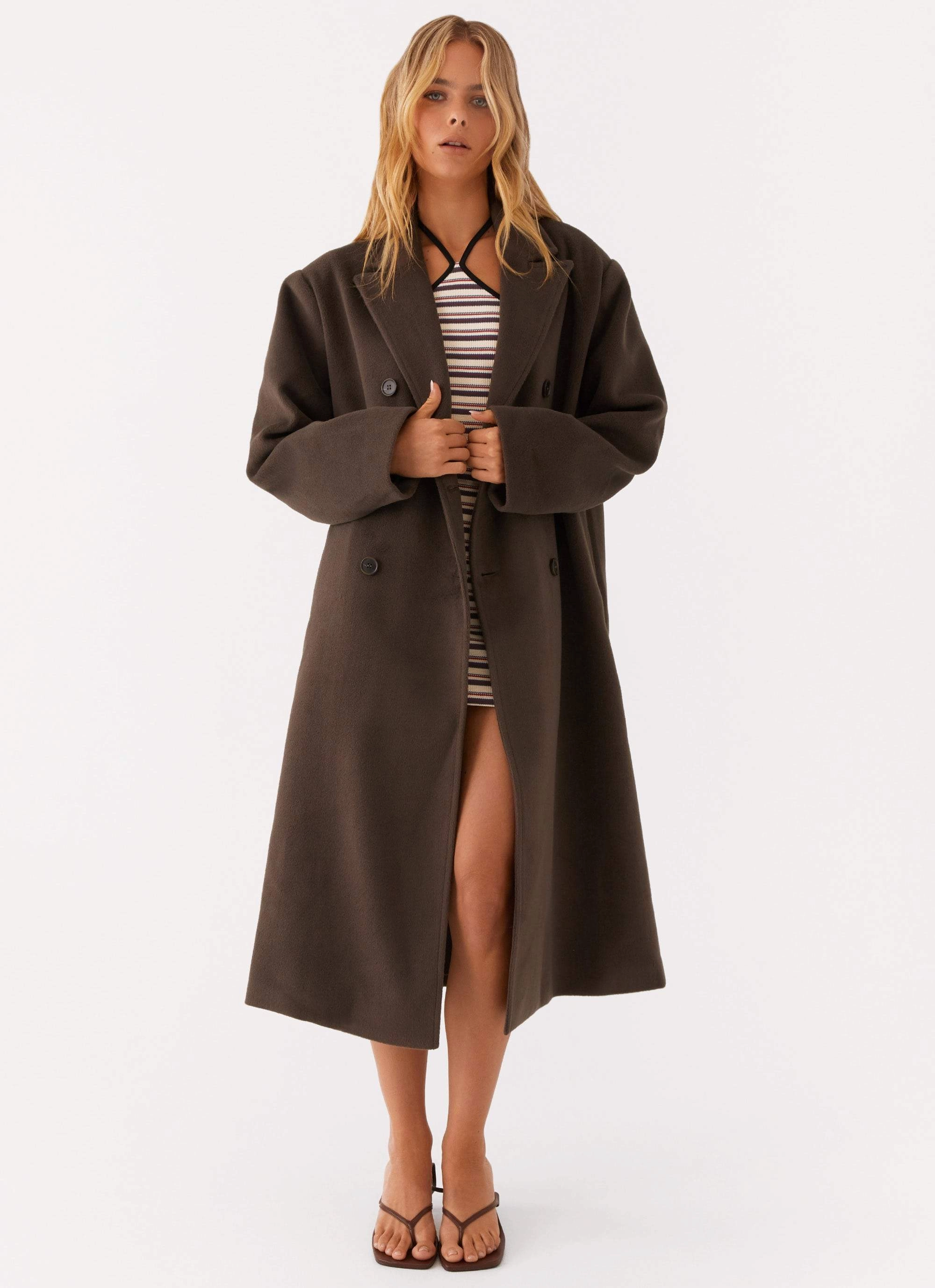 Gianni Double Breast Coat - Chocolate Moisture Wicking Inner Layer Light Day Jacket