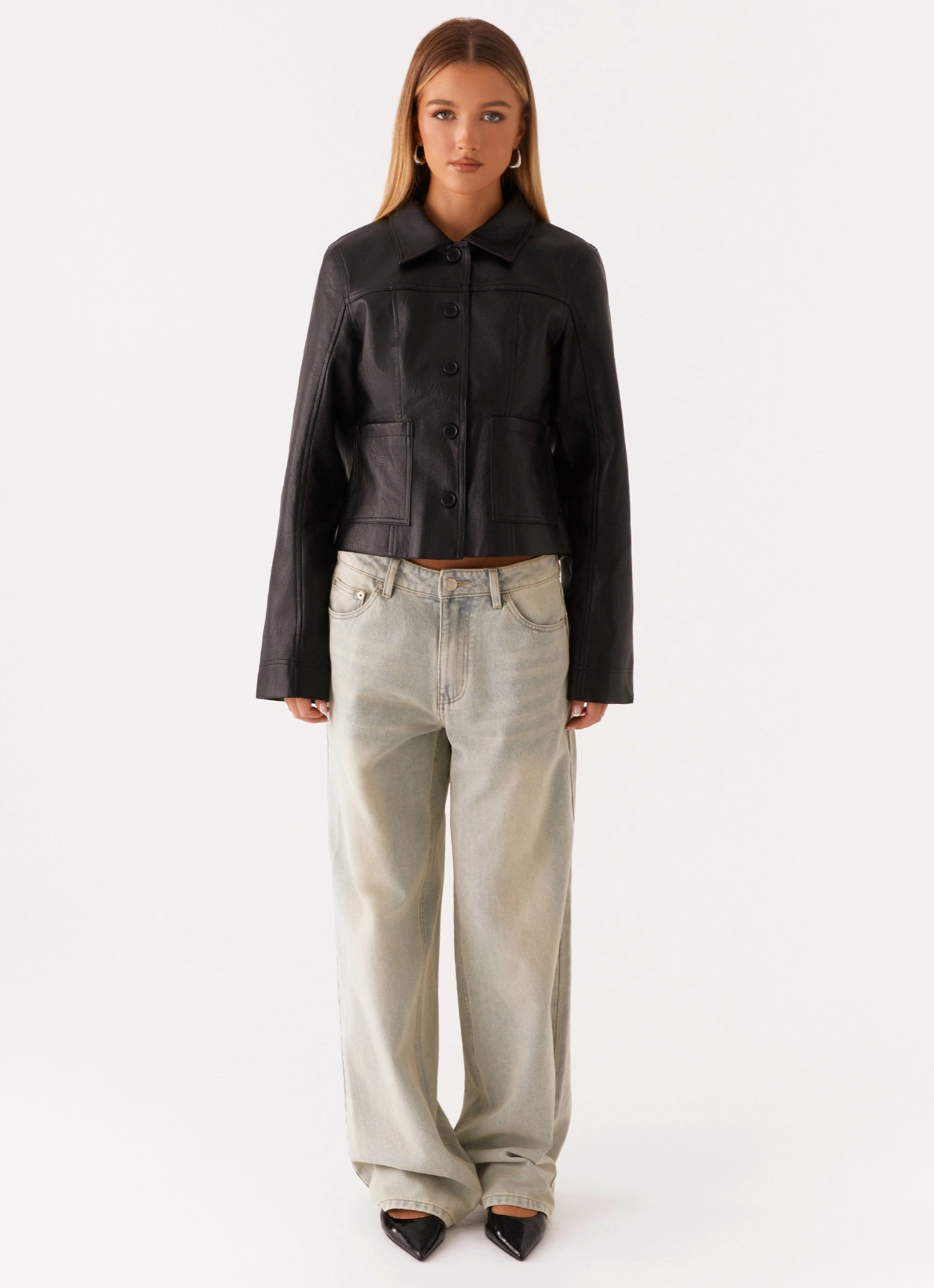 Verona Faux Leather Jacket - Black Reinforced Elbow Patches water proof