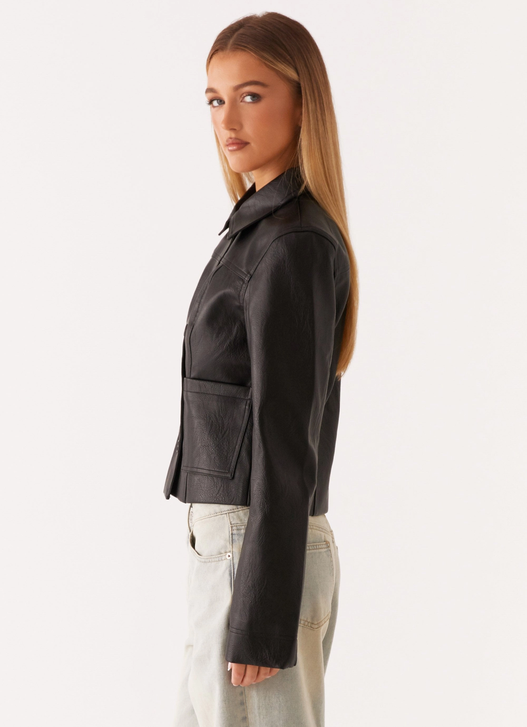 Verona Faux Leather Jacket - Black Casual Style Moisture wicking