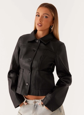 Modular Attachment System Flexible Layer System Verona Faux Leather Jacket - Black