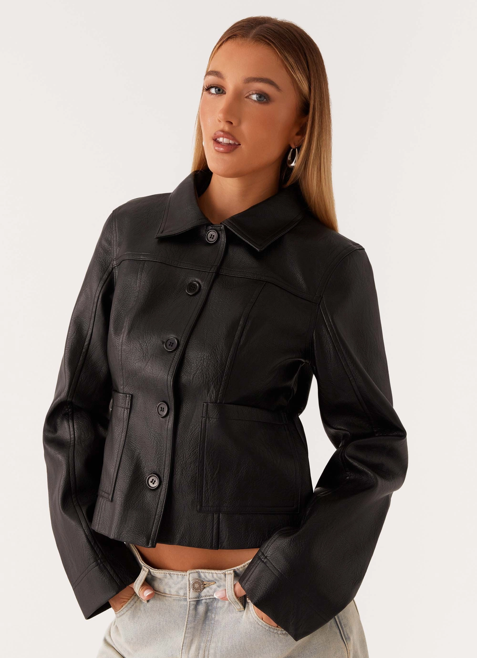 Modular Attachment System Flexible Layer System Verona Faux Leather Jacket - Black