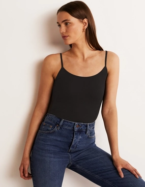 Plain Cami Top-Black Ultra Soft Handfeel Comfortable Style