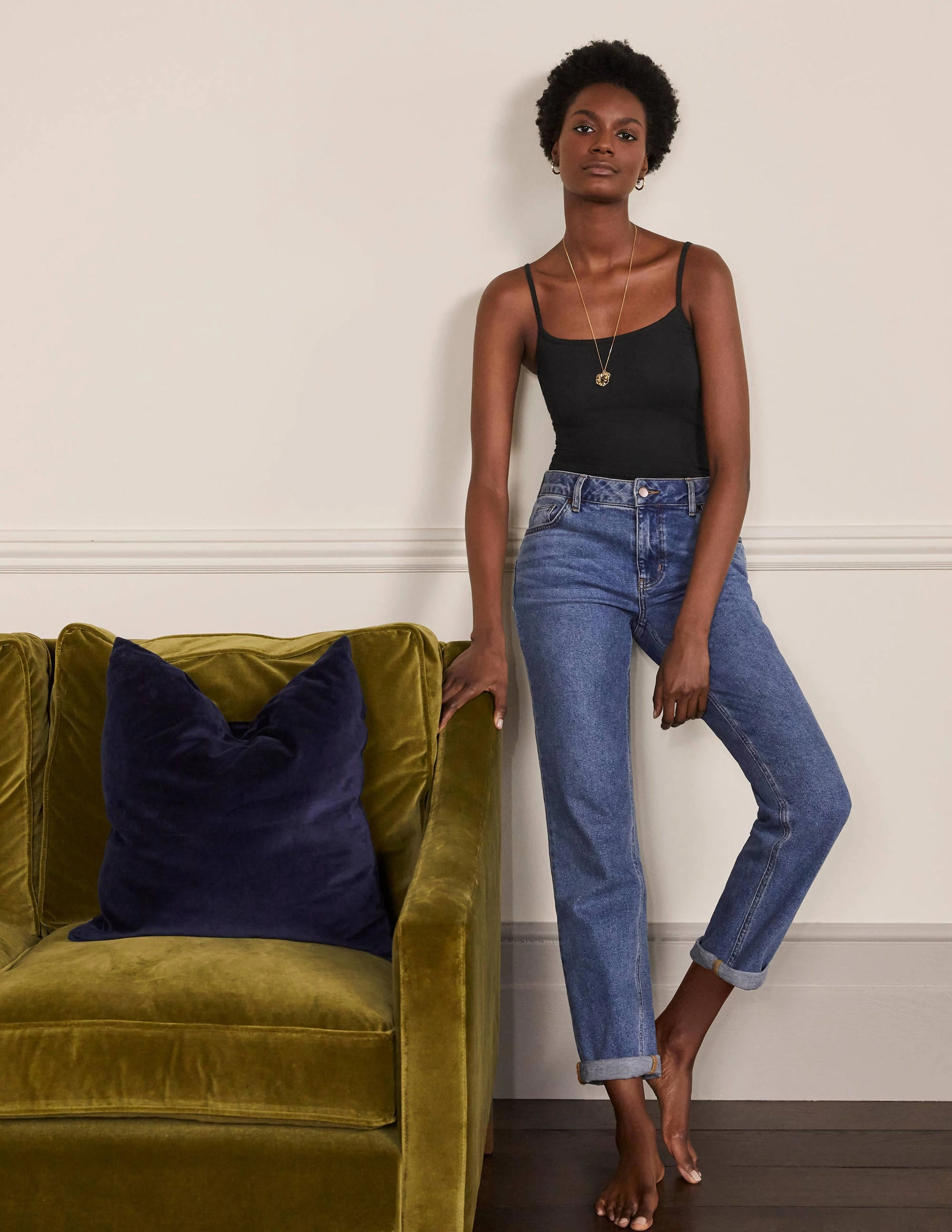 Plain Cami Top-Black Sheer Overlay Material Fitted Design