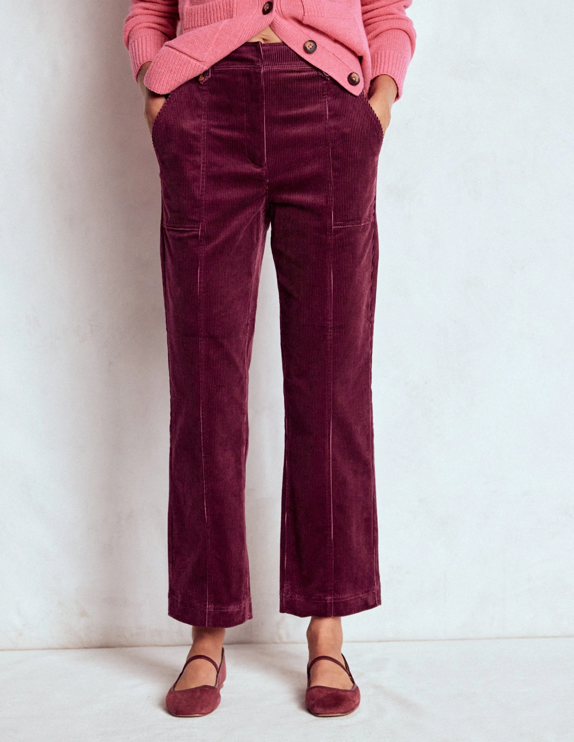 Moisture Management Detachable belt Pimlico Cord Trousers-Deep Wisteria