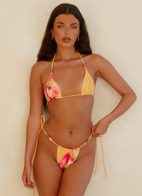 Shelf Bra Quick Release Closure Rach Bikini Top - Orange Tropical