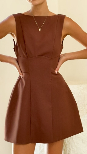 Rafiki Mini Dress - Chocolate Feminine Layers