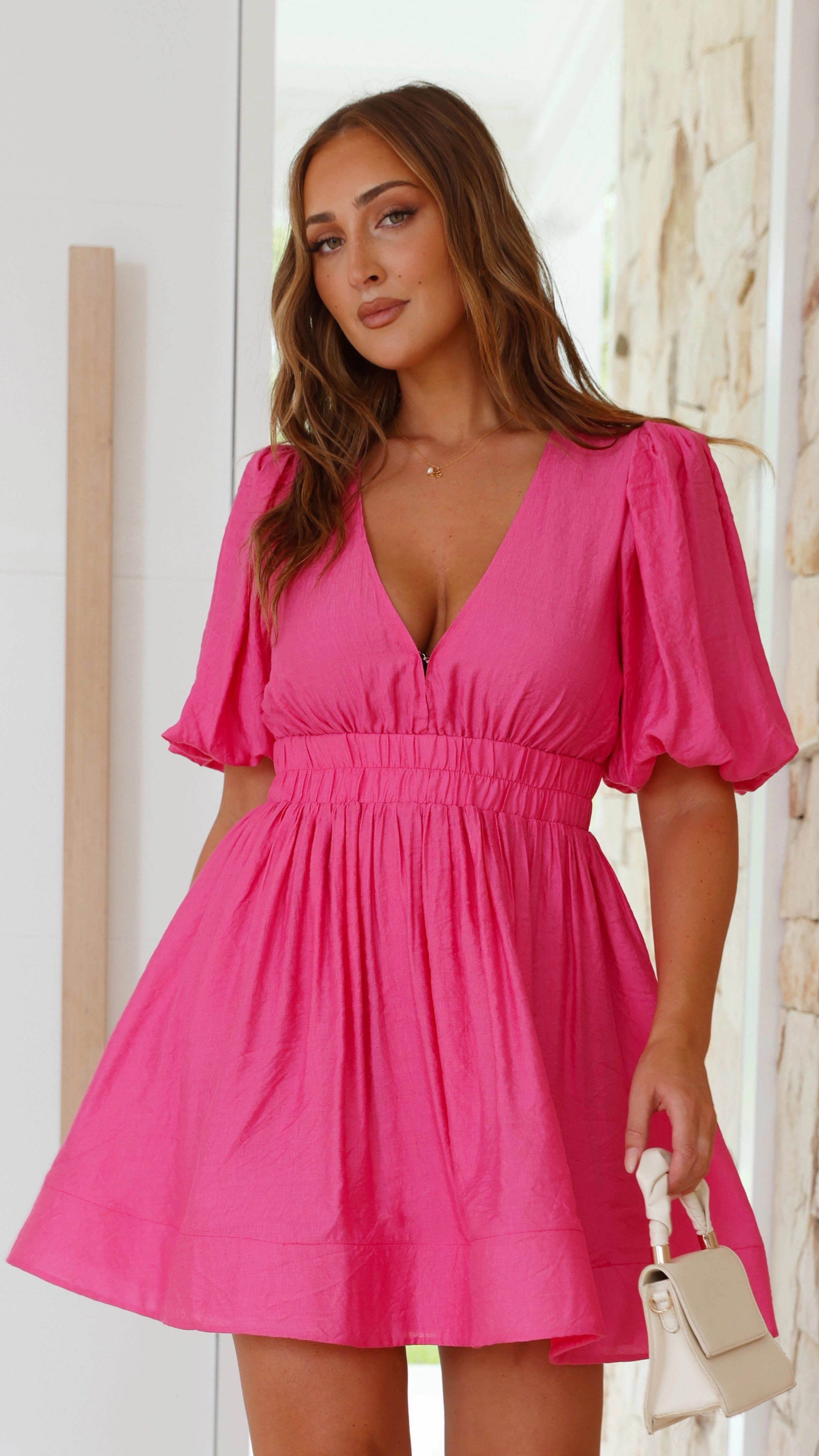 Erin Mini Dress - Pink Interchangeable-Detail