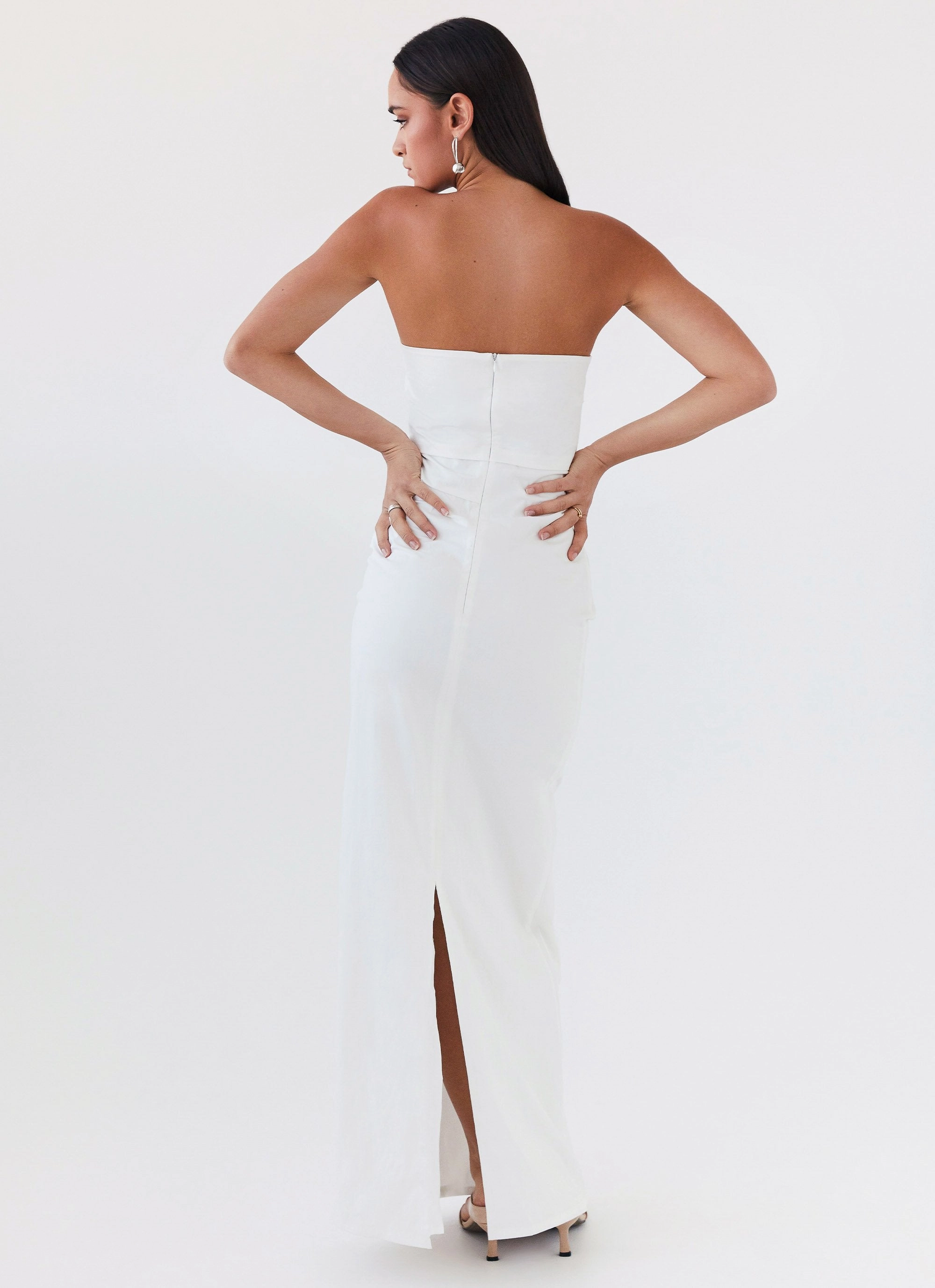 Danielle Strapless Maxi Dress - White Clean Texture Timeless Fit