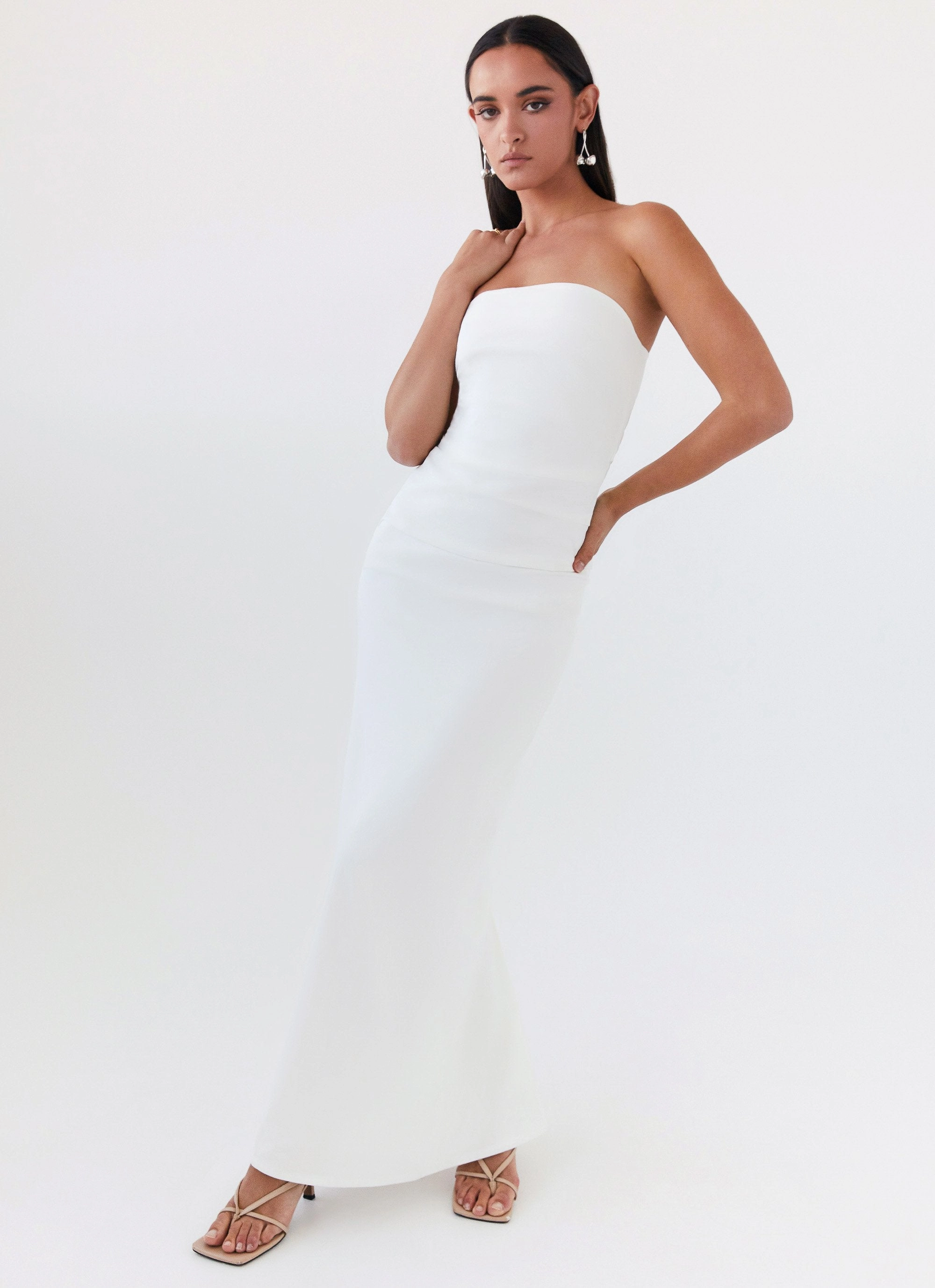 Danielle Strapless Maxi Dress - White Cocktail Ready Casual weekend dress