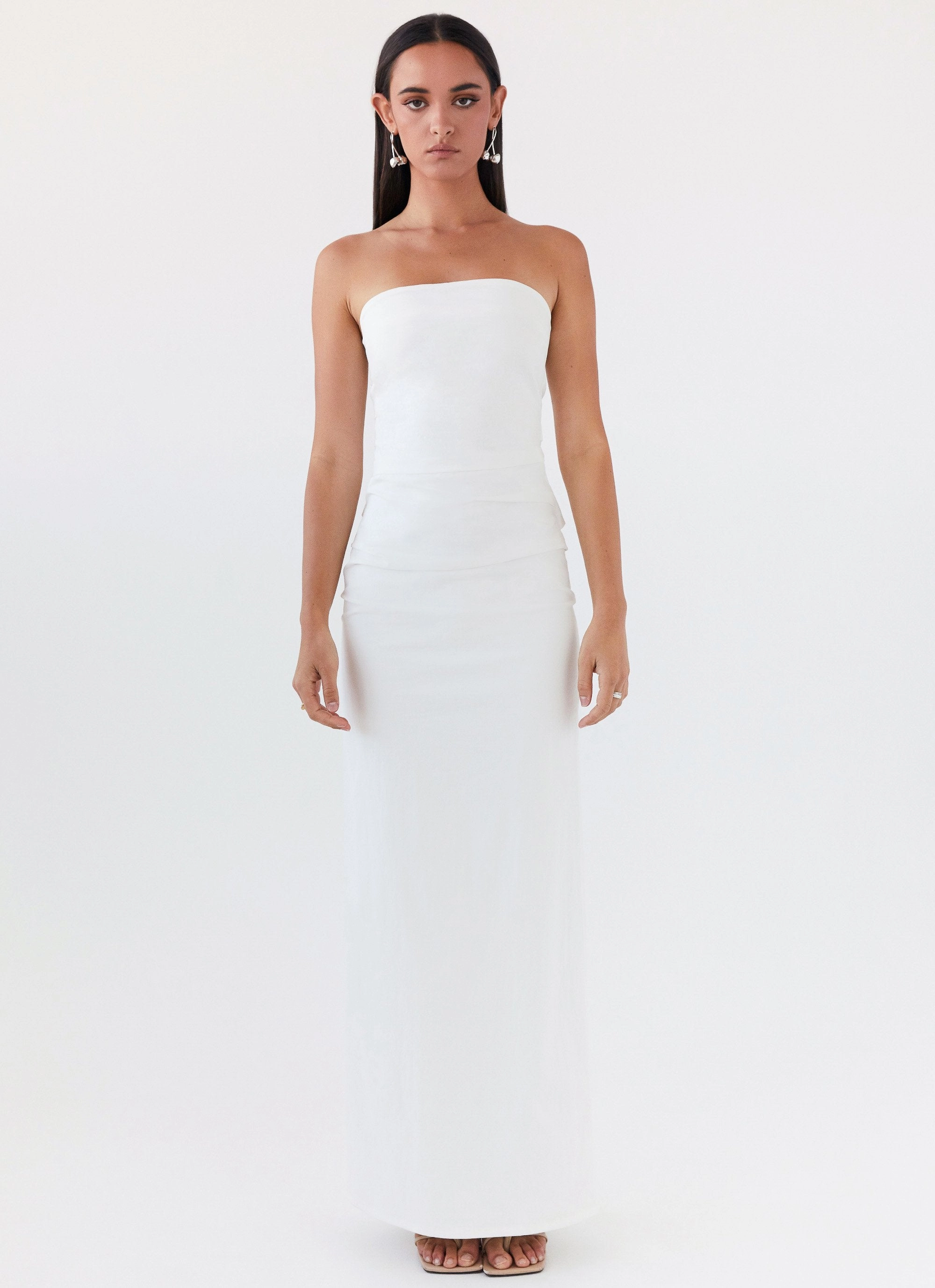 Fashion-Forward Danielle Strapless Maxi Dress - White