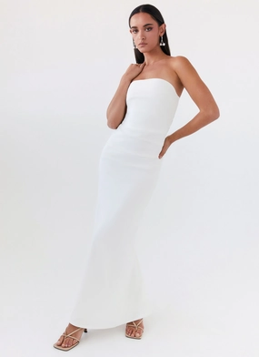 Danielle Strapless Maxi Dress - White Cocktail Ready Casual weekend dress