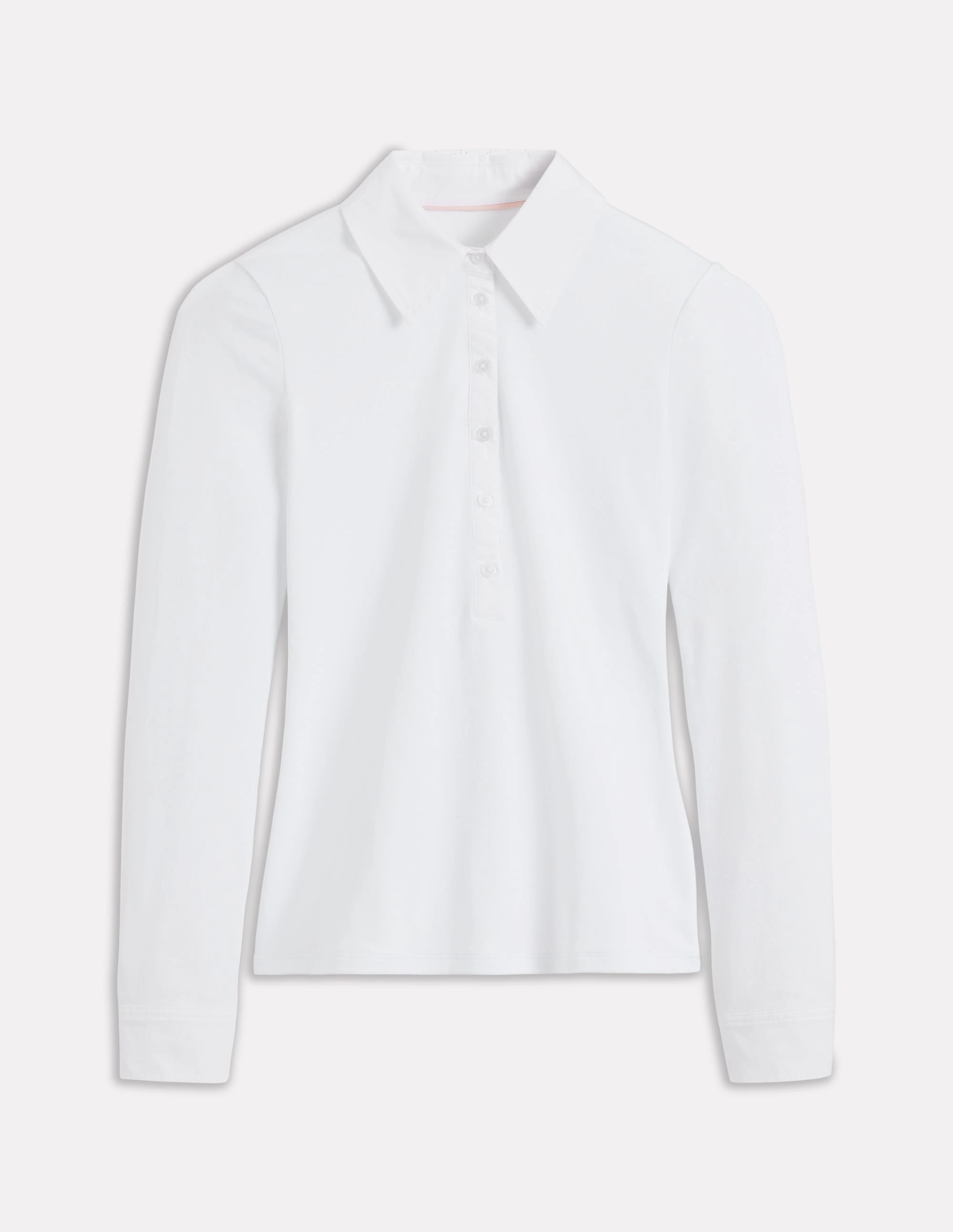 BreathableMesh Collared Placket Jersey Shirt-White