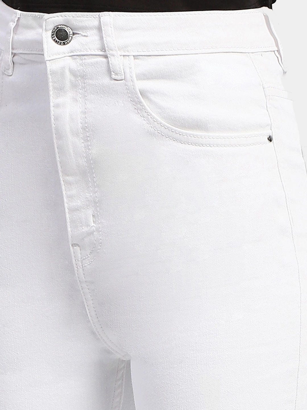 Smooth Form Gym Ready Vibrant Bold Madame Solid White Slim Fit Denim Jeans